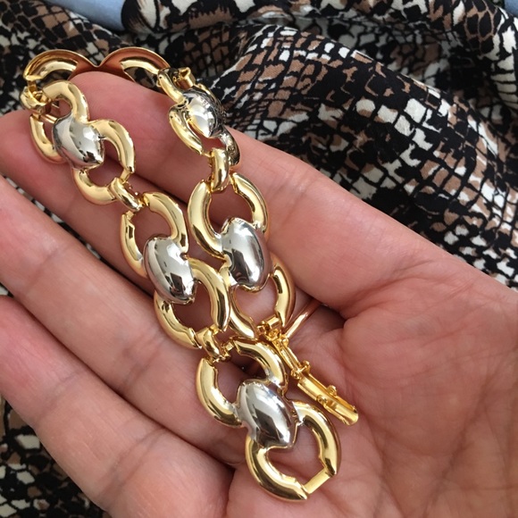 White and yellow gold plated bracelet - Picture 5 of 7